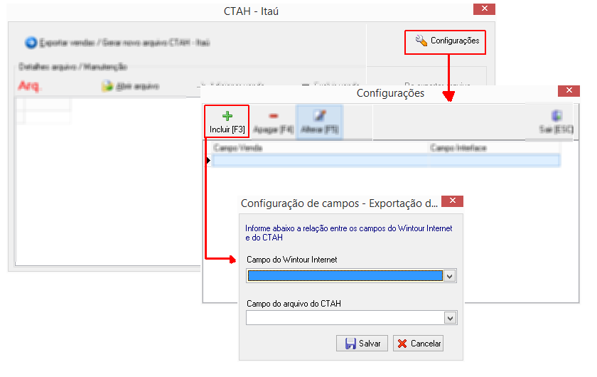 Módulo de configuração de campos adicionais a serem exportados nos arquivos gerados para o CTAH