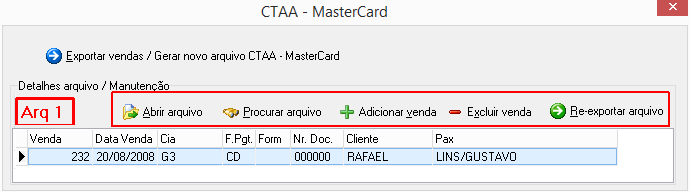 Módulo para manutenção dos arquivos gerados para o CTAA