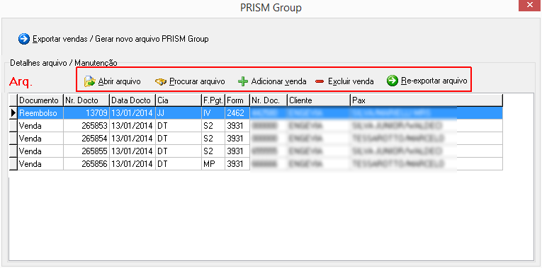 Módulo para manutenção dos arquivos gerados para o PRISM
