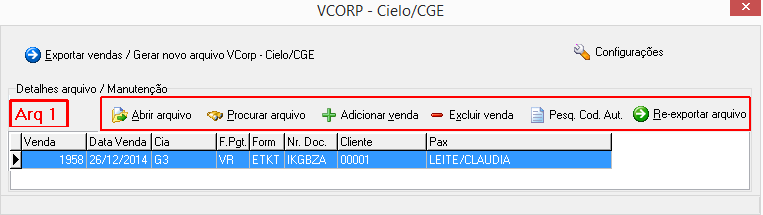 Módulo para manutenção dos arquivos gerados para o VCORP