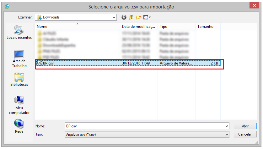 Abrindo arquivo CSV que contém o calendário para importação