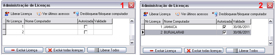 Administrando as licenças da agência