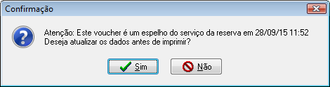 Mensagem de alerta exibida durante a impressão do voucher série B