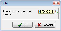 Tela para alteração da data da venda.