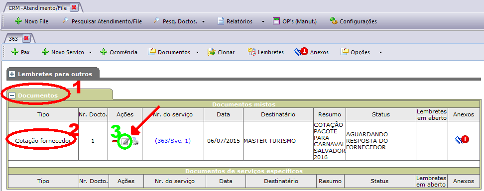 Alterar documento cotação de Fornecedores