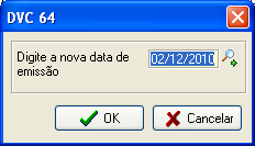 Tela de alteração de emissão de um DVC