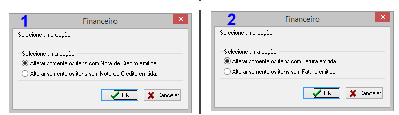 Tela de alteração de vencimento para pesquisa agrupada