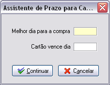 Assistente para configuração de prazos de cartão próprio da agência