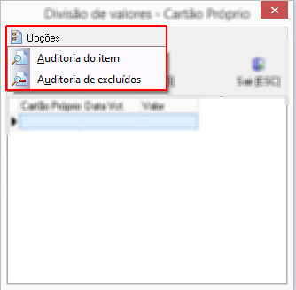 Auditoria de divisão de valores CP