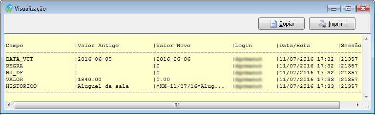 Relatório de auditoria das contas a pagar/receber manuais.