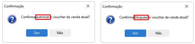 Autorização e bloqueio do voucher