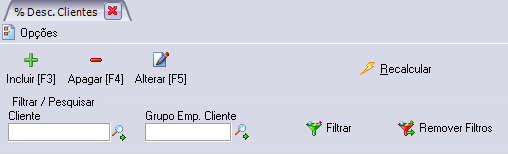 Botão de desconto de clientes