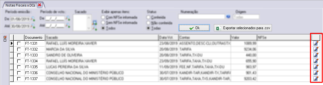 Inclusão do número da nota fiscal no documento