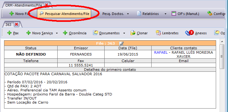 Pesquisa de file