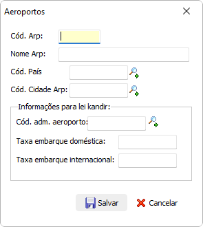 Cadastro de aeroportos