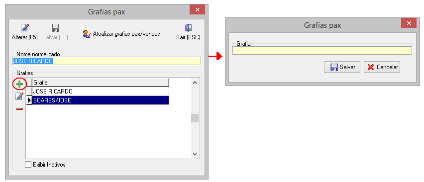 Cadastro de grafia para o nome normalizado do novo contato/dependente