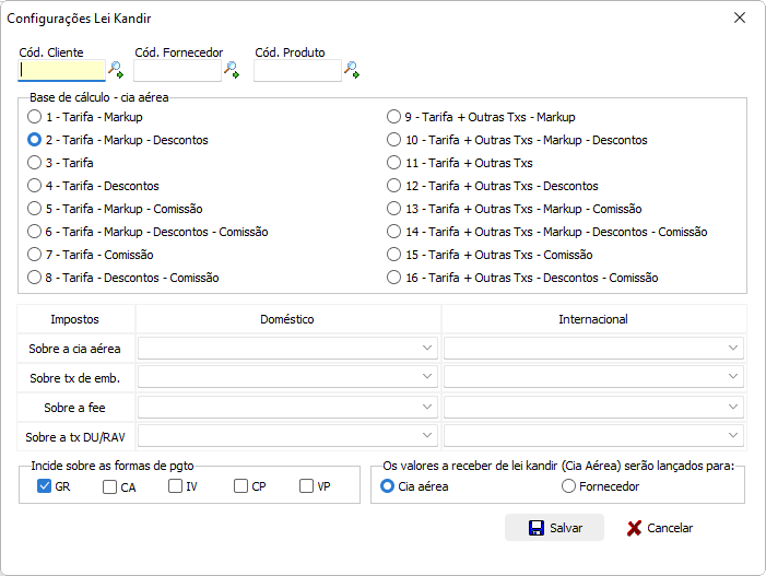 Configuração de Lei Kandir