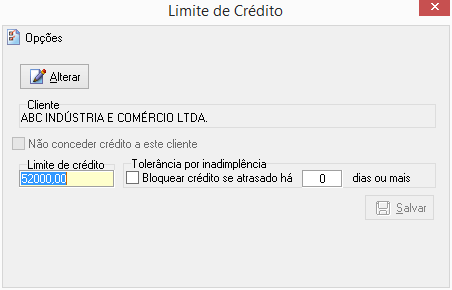 Configuração de limite de crédito