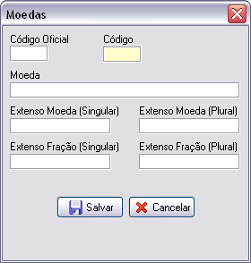 Cadastro de moedas
