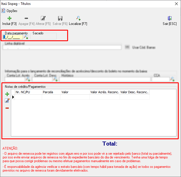 Mensagem exibida para marcar a Nota de Crédito como conferida.