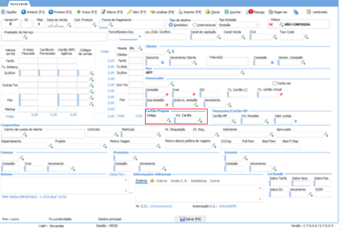 Venda cartão CP