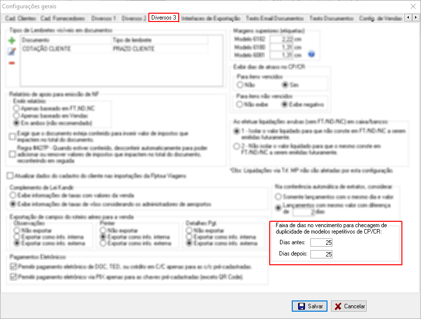 Configuração de faixa de dias para checagem de duplicidade de movimento de modelos