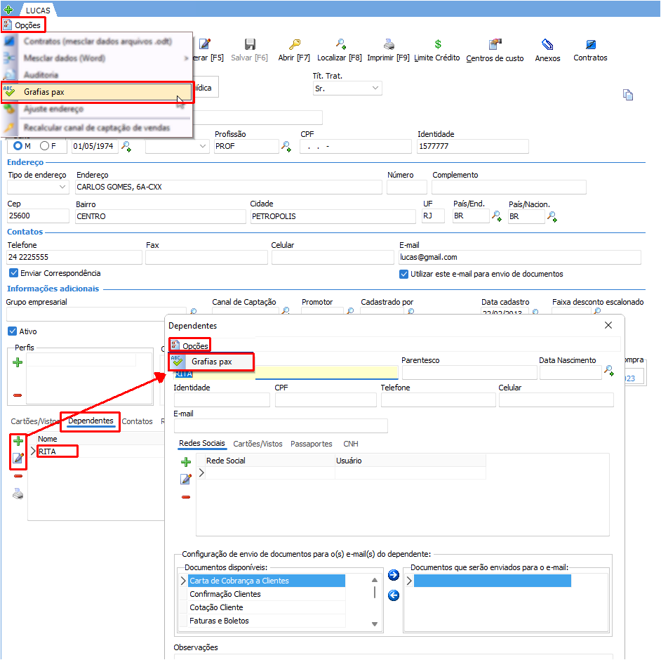 Configurações adicionais de cadastro de clientes