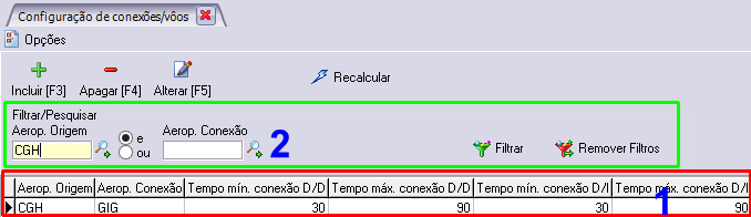 Conteúdo do arquivo exportado para excel será igual aos itens que estiverem listados na tela principal do cadastro (1).