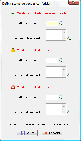 Módulo para definir status de vendas conferidas