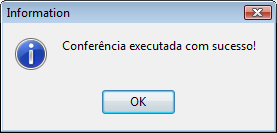 Mensagem de conferência executada com sucesso.