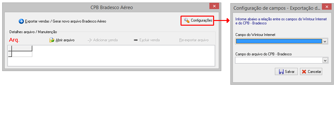 Configurações adicionais CPB