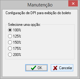 Módulo de configuração de DPI de boletos