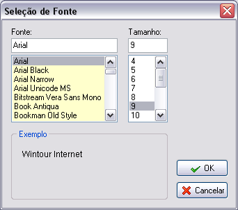 Configuração do tamanho e o tipo da fonte nas informações do cabeçalho e do destinatário