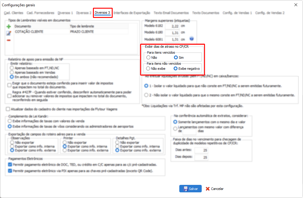 Tela para alteração da data de vencimento de vários itens do financeiro.