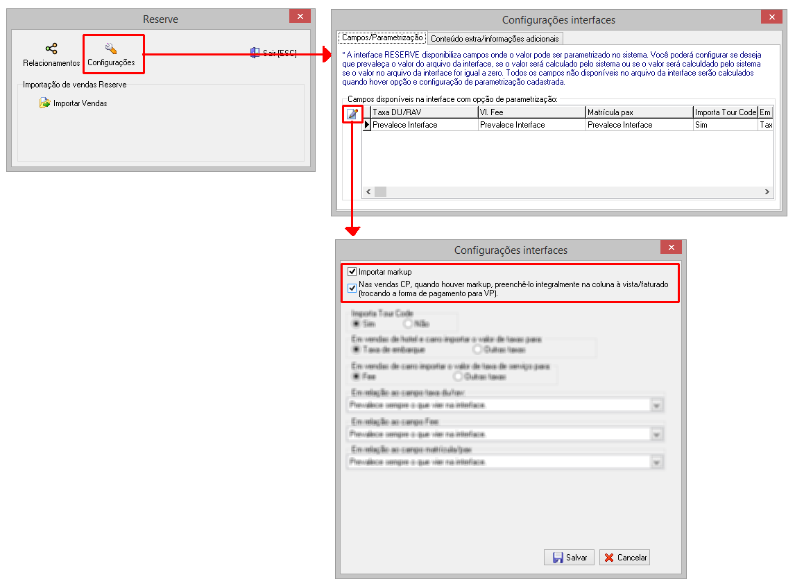 Configuração para importação do campo Markup