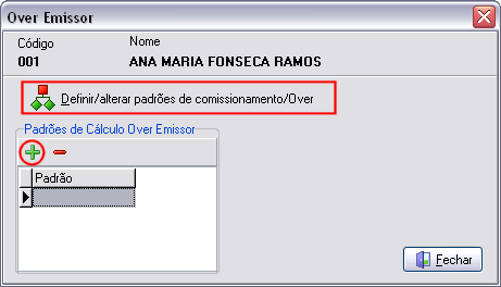 Módulo para cadastro do padrão configurado para over do emissor