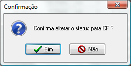 Tela de confirmação de alteração do Status da venda