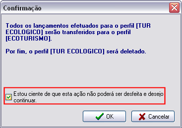 Confirmação de unificação cadastro de perfis