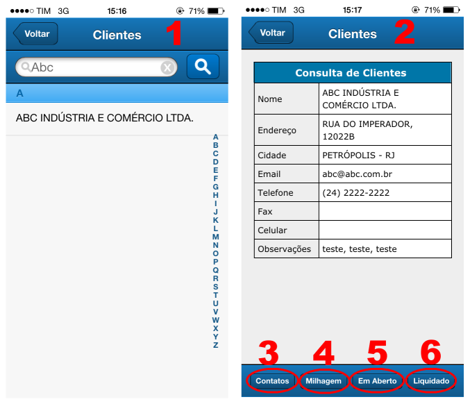 Pesquisa de clientes através do iPhone