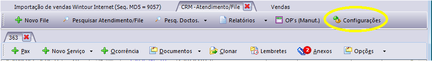 Configurações visuais do atendimento