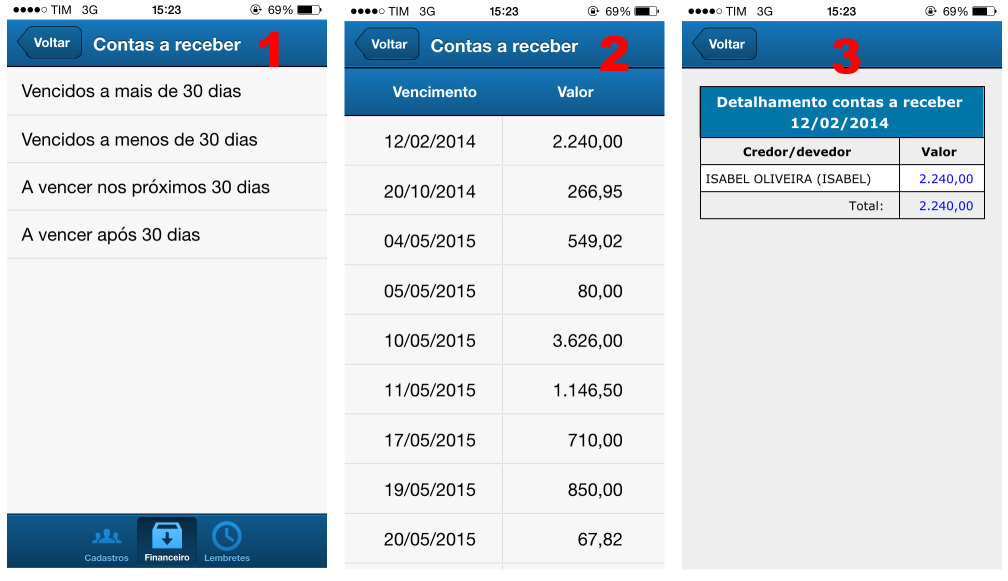 Consulta de contas a receber