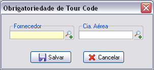 Definição de obrigatoriedade de preenchimento de Tourcode na venda