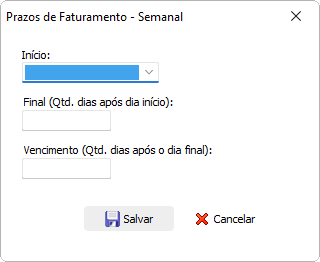 Detalhamento dos prazos de faturamento semanal