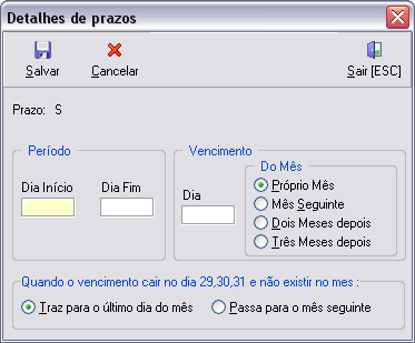 Detalhamento dos prazos