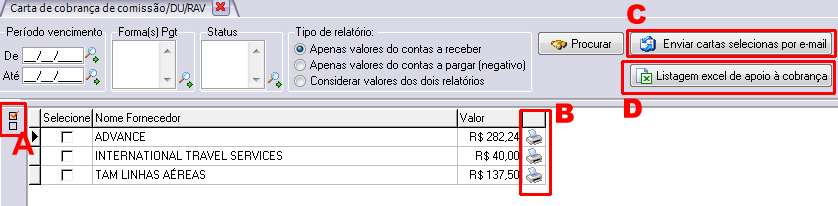 Listagem das pendências localizadas