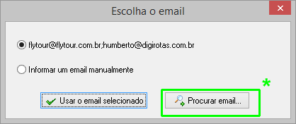 Visualização dos e-mails dos contatos que possuem documento configurado