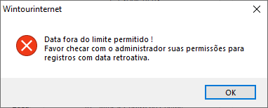 Mensagem de erro de usuário de restrição no limite de data de lançamento