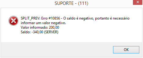 Erro divisão de valores negativo