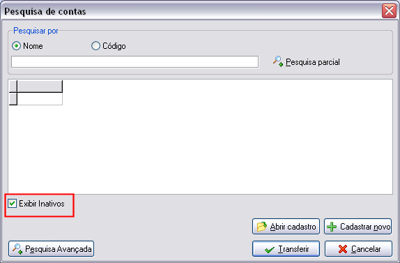 Exibindo cadastros inativos