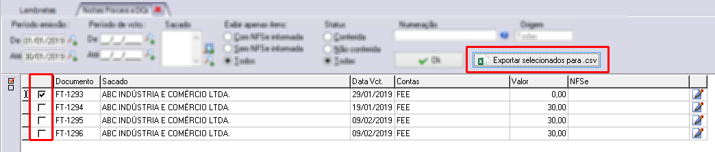 Exportar relatório de apoio para excel